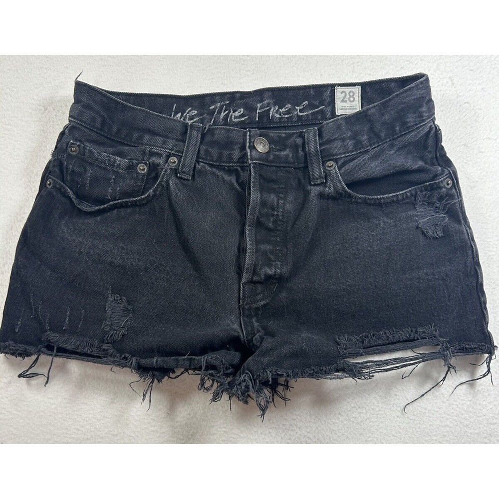Free People We the Free Jean Shorts Button Fly Raw Hem Women's Size 28
